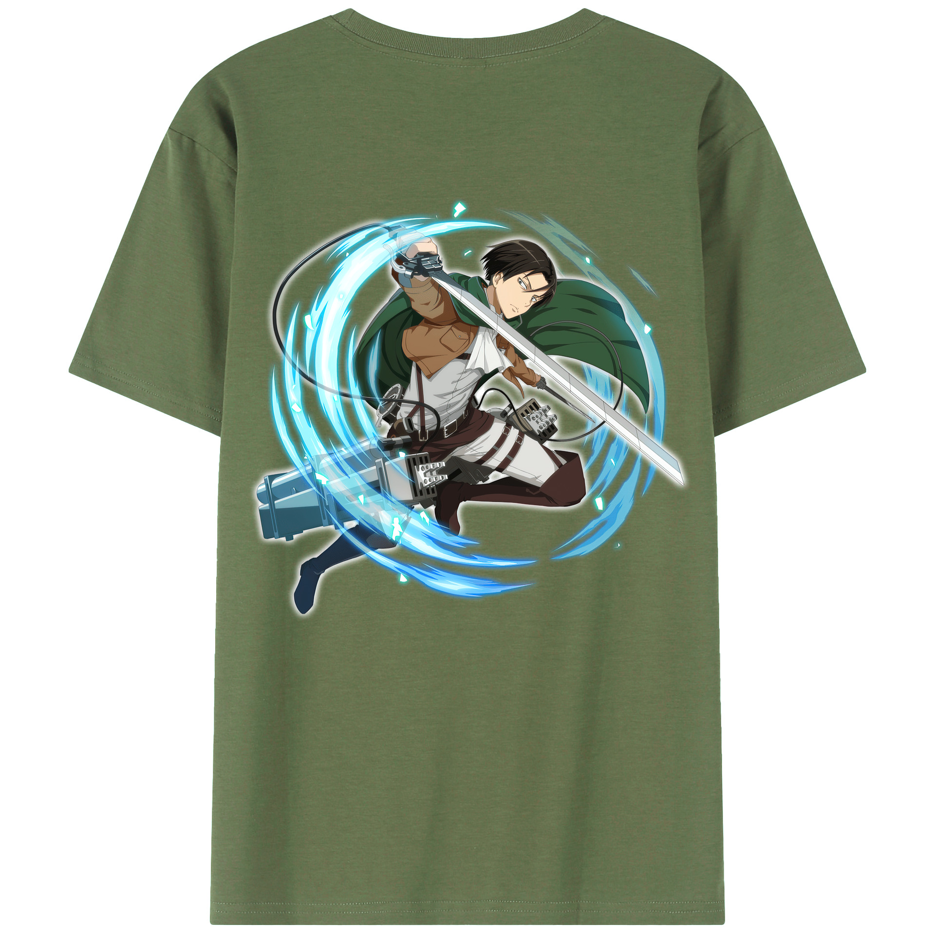 （画像用） 進撃の巨人 リヴァイ·アッカーマン Attack on Titan Levi Ackerman 綿100％ メンズ半袖Tシャツ（バックプリント） 通気性
